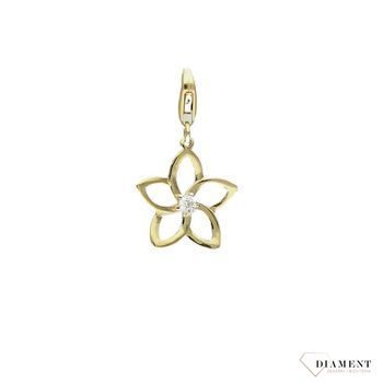 Złota zawieszka na bransoletkę typy charms w kształcie kwiatka idealnie ożywi posiadaną bransoletkę. Zapraszamy! www.zegarki-diament.pl!.jpg